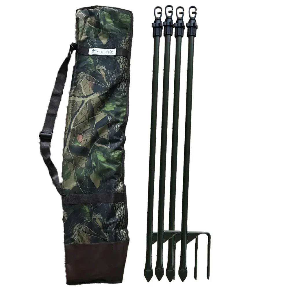 4 Dual Spike Hide Poles with Camo or Green Canvas Bag - Image 6