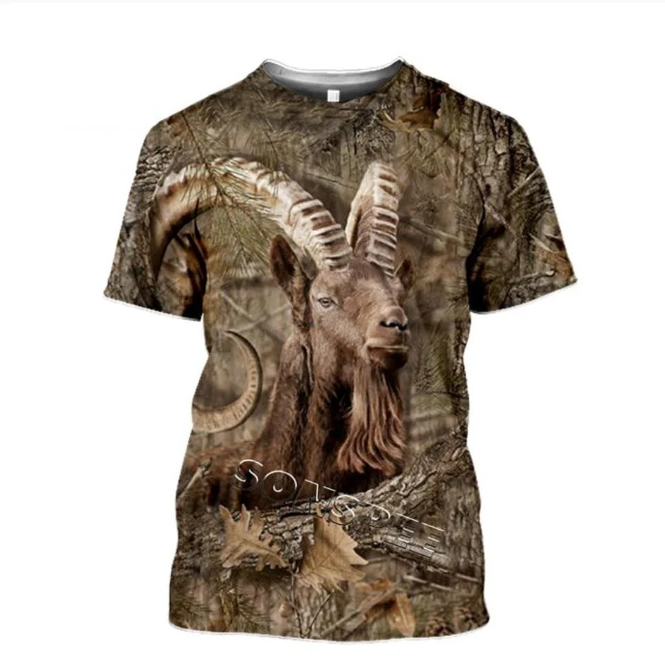 COUNTRY PRINTED CLOTHING TEE SHIRTS WILD BOAR, ROE DEER, PIGEON, WOLF, MOOSE, FOX, GOOSE, IBEX - Image 11