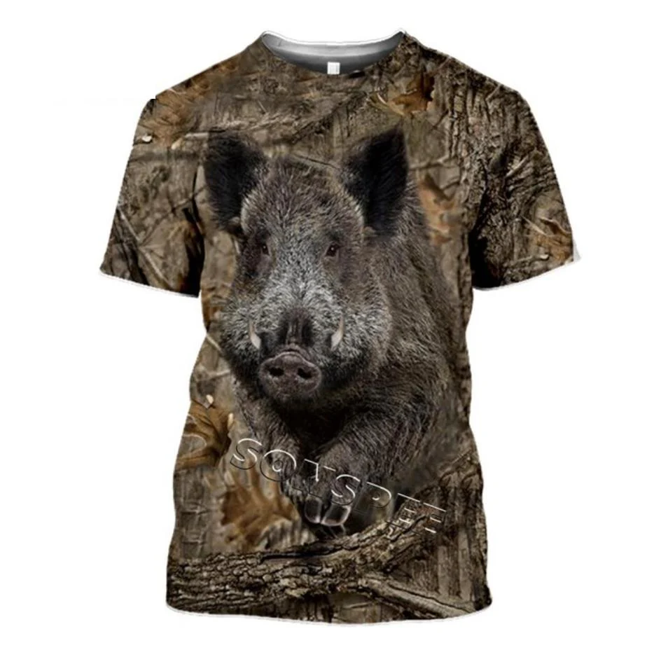 COUNTRY PRINTED CLOTHING TEE SHIRTS WILD BOAR, ROE DEER, PIGEON, WOLF, MOOSE, FOX, GOOSE, IBEX - Image 14