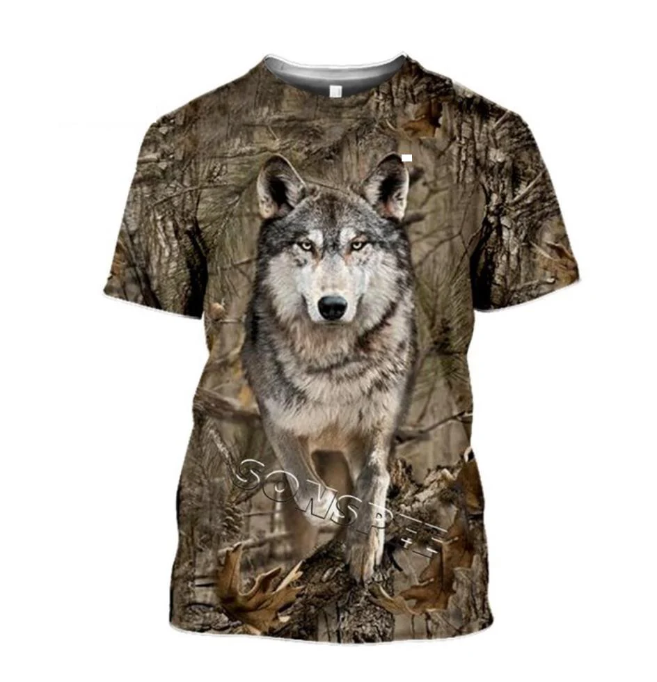 COUNTRY PRINTED CLOTHING TEE SHIRTS WILD BOAR, ROE DEER, PIGEON, WOLF, MOOSE, FOX, GOOSE, IBEX - Image 16