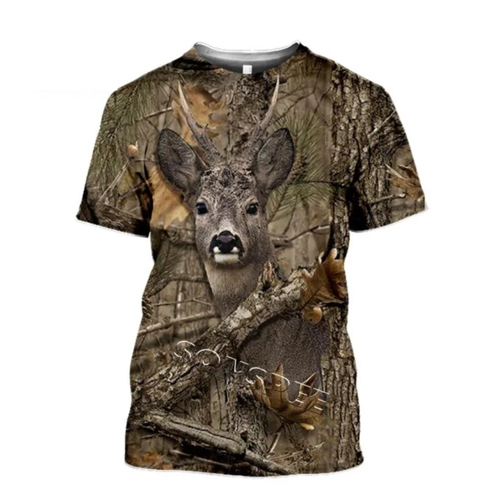 COUNTRY PRINTED CLOTHING TEE SHIRTS WILD BOAR, ROE DEER, PIGEON, WOLF, MOOSE, FOX, GOOSE, IBEX - Image 6