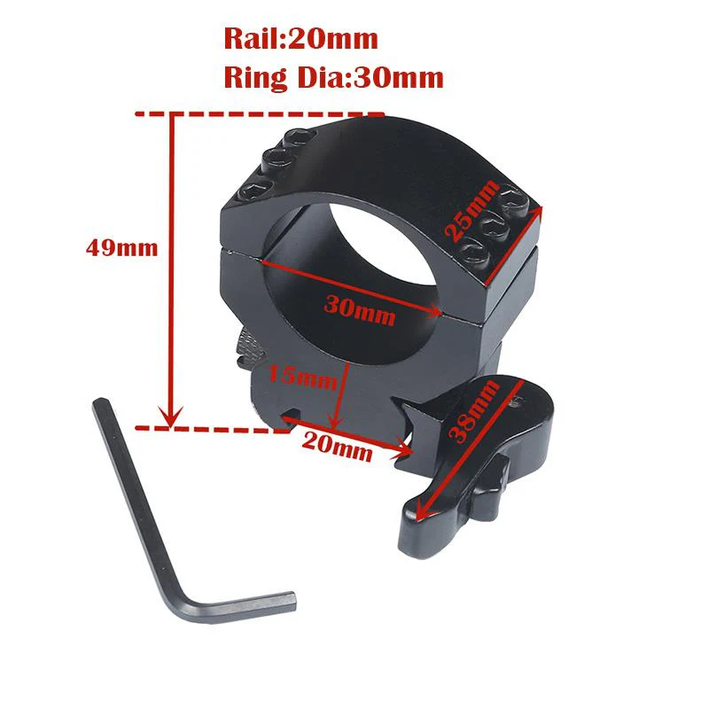 Heavy Duty 30mm Quick Release Low Rail Sniper Scope Mounts Pair - Image 2