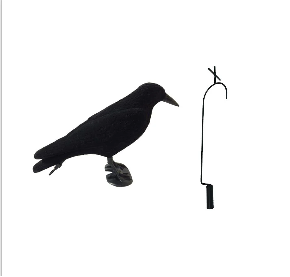 Pack of 4 Flocked Crow Full Body Decoys and 4 Lofting Hooks - Image 6