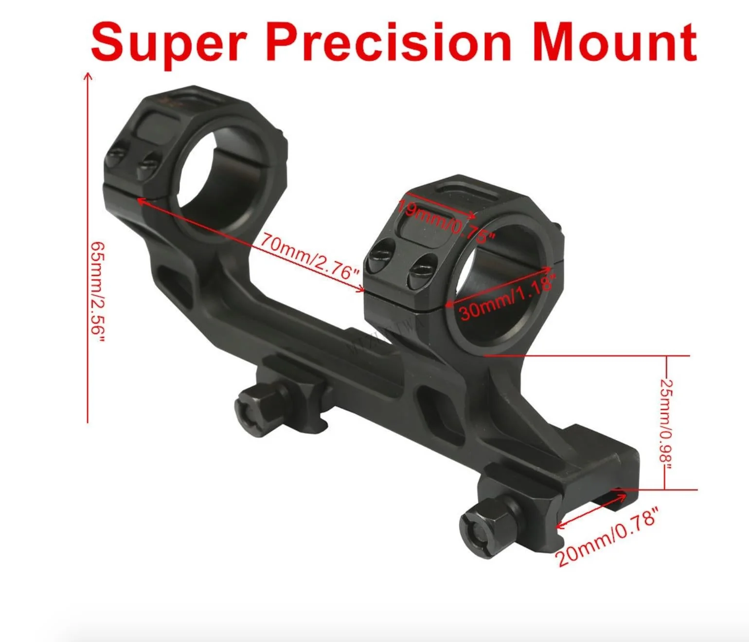 Super Precision Picatinny Weaver Double Ring Rail Mount 25/30mm - Image 5