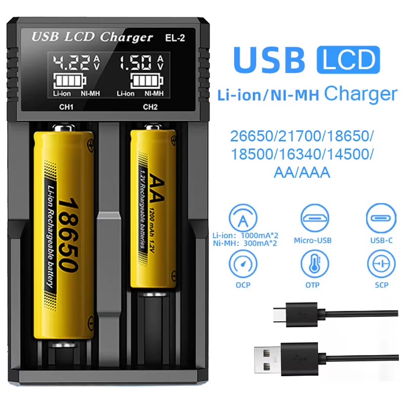 USB LCD Battery Smart Charger 18650 AA - Image 3