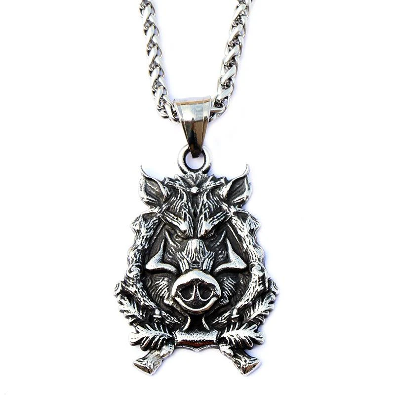 WILD BOAR PENDANT AND CHAIN